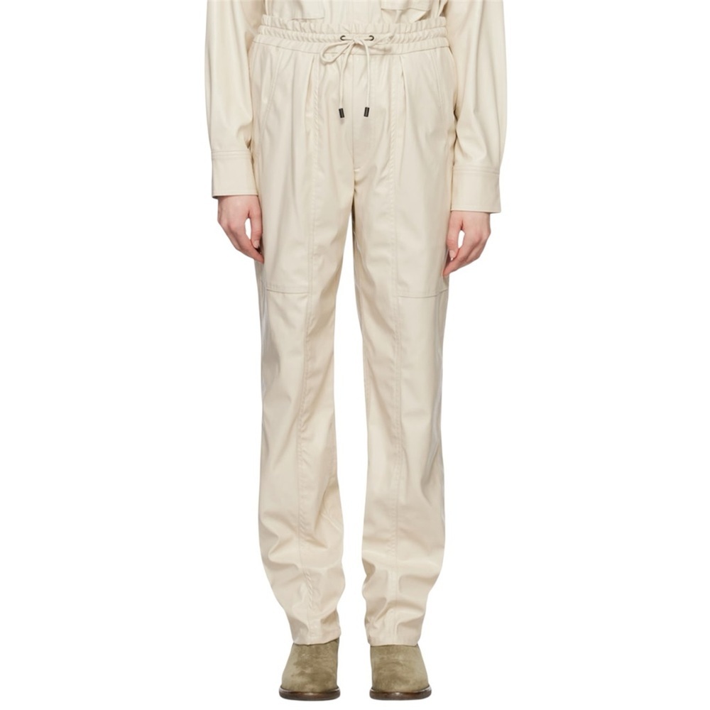 NWT Isabel Marant Etoile Brina Faux Leather Cream Trousers